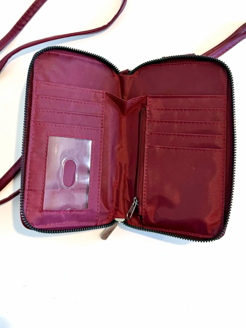 Portable Burgundy Crossbody Phone Case with Detachable Strap